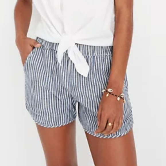 Madewell Blue and White Striped Women Shorts - Picture 1 of 4